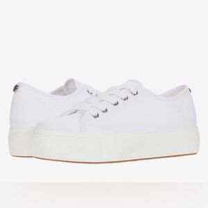Steve Madden White Lace Up Emmi Platform Sneakers Size 9